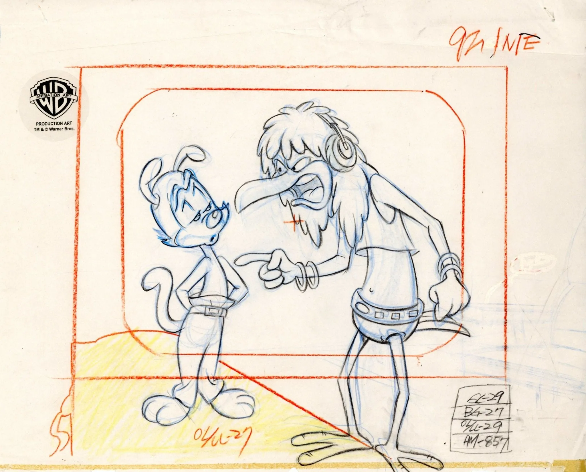 Animaniacs Original Production Drawing: Yakko and Howie Turn