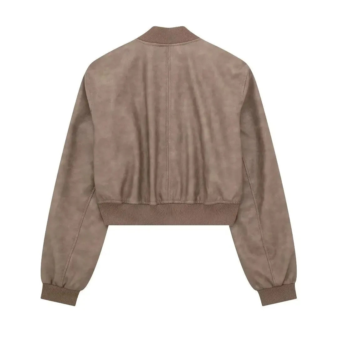 Aviator Leatherette Jacket Urban Suede Bomber