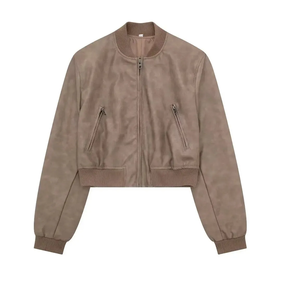 Aviator Leatherette Jacket Urban Suede Bomber