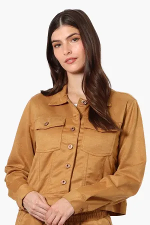 Beechers Brook Button Up Suede Trucker Lightweight Jacket - Caramel