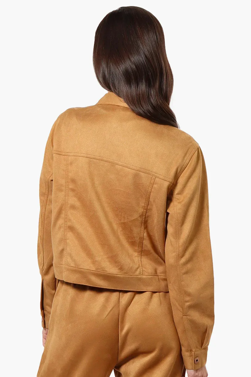 Beechers Brook Button Up Suede Trucker Lightweight Jacket - Caramel