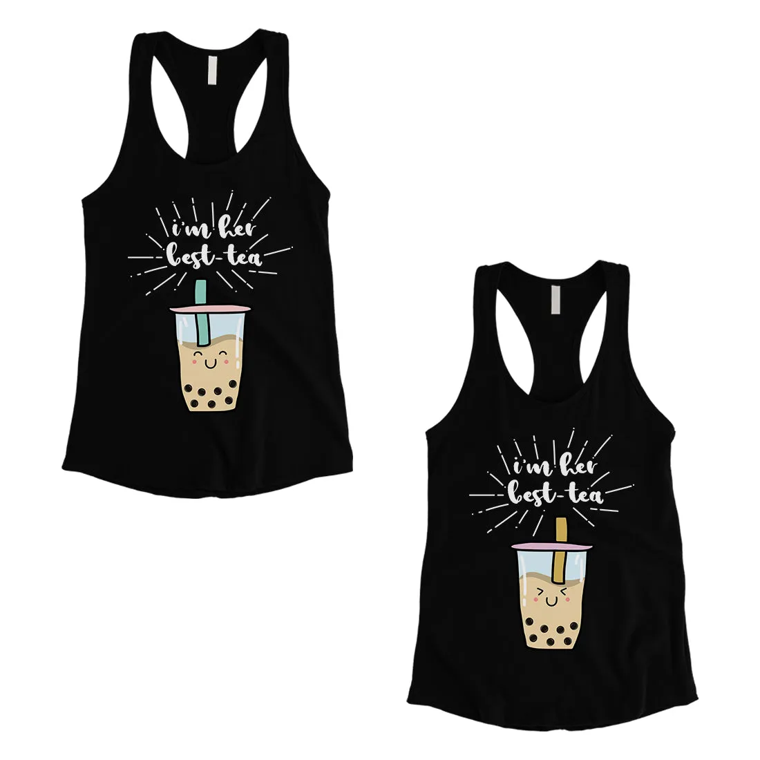 Boba Milk Best-Tea Cute Best Friend Matching Tank Tops For Womens