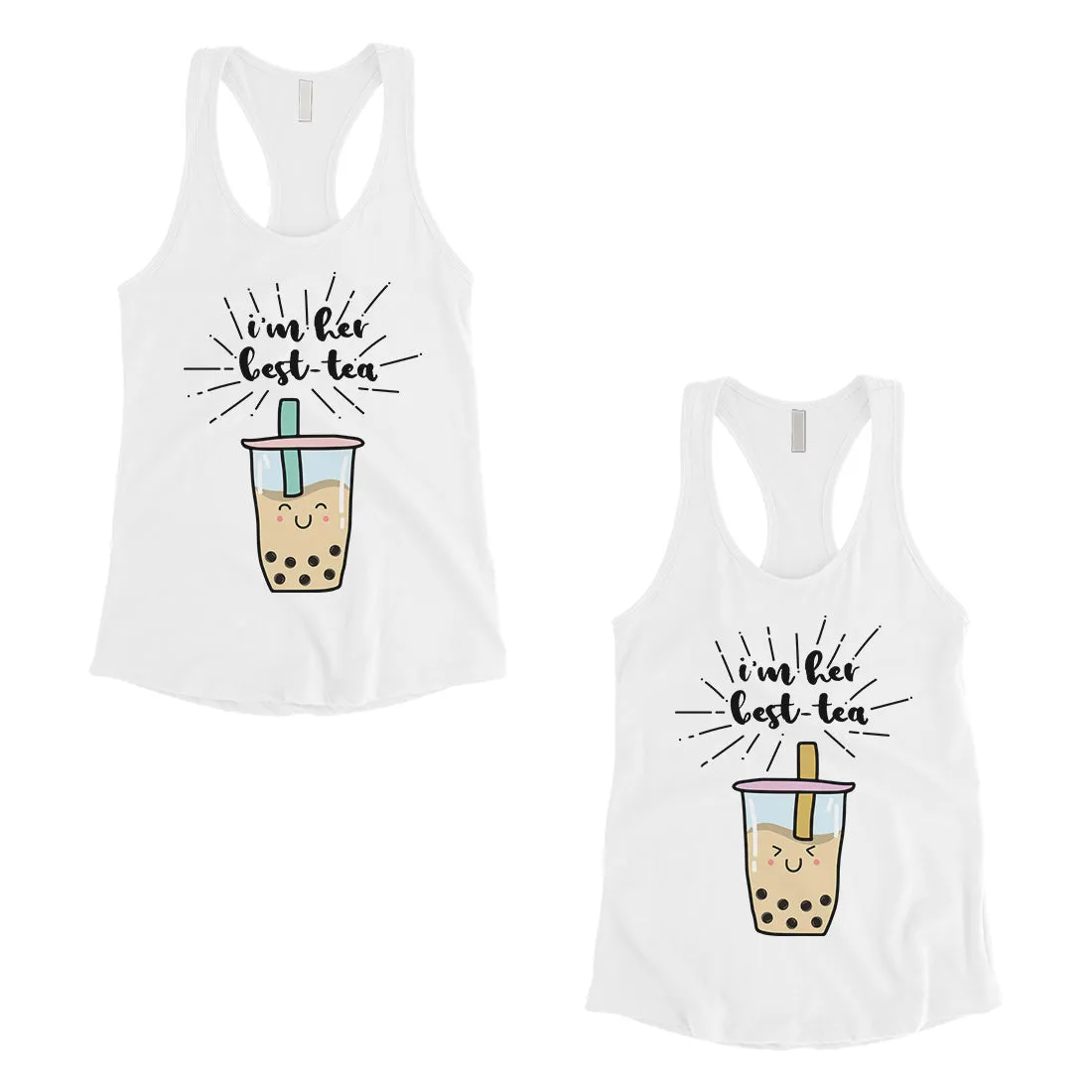 Boba Milk Best-Tea Cute Best Friend Matching Tank Tops For Womens