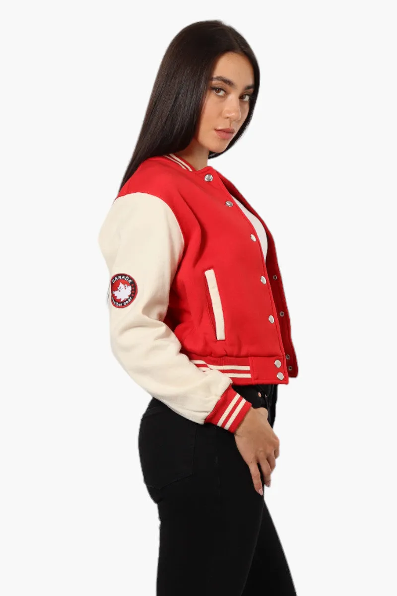 Canada Weather Gear Contrast Sleeve Varsity Lightweight Jacket - Red