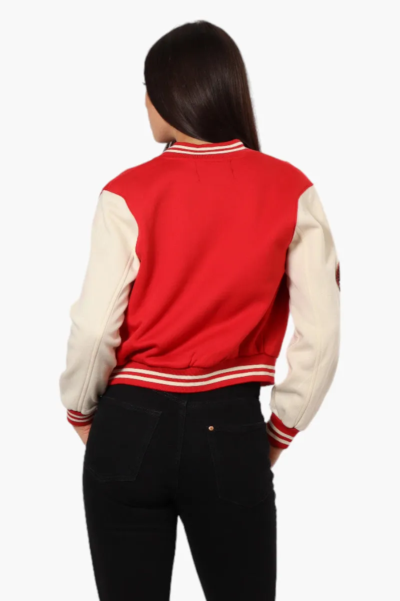 Canada Weather Gear Contrast Sleeve Varsity Lightweight Jacket - Red