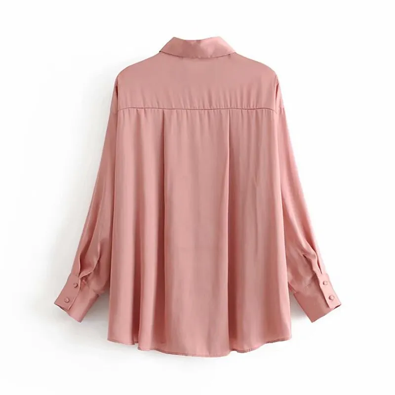 Chi Women Tops Solid Satin Silk Blouses Long