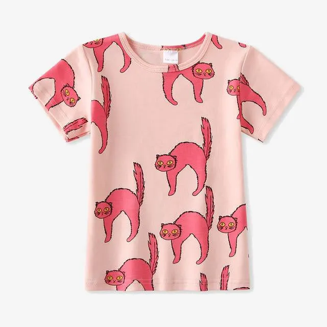 Children's Tees Baby Girl Tops O-Neck Cartoon Casual Girl