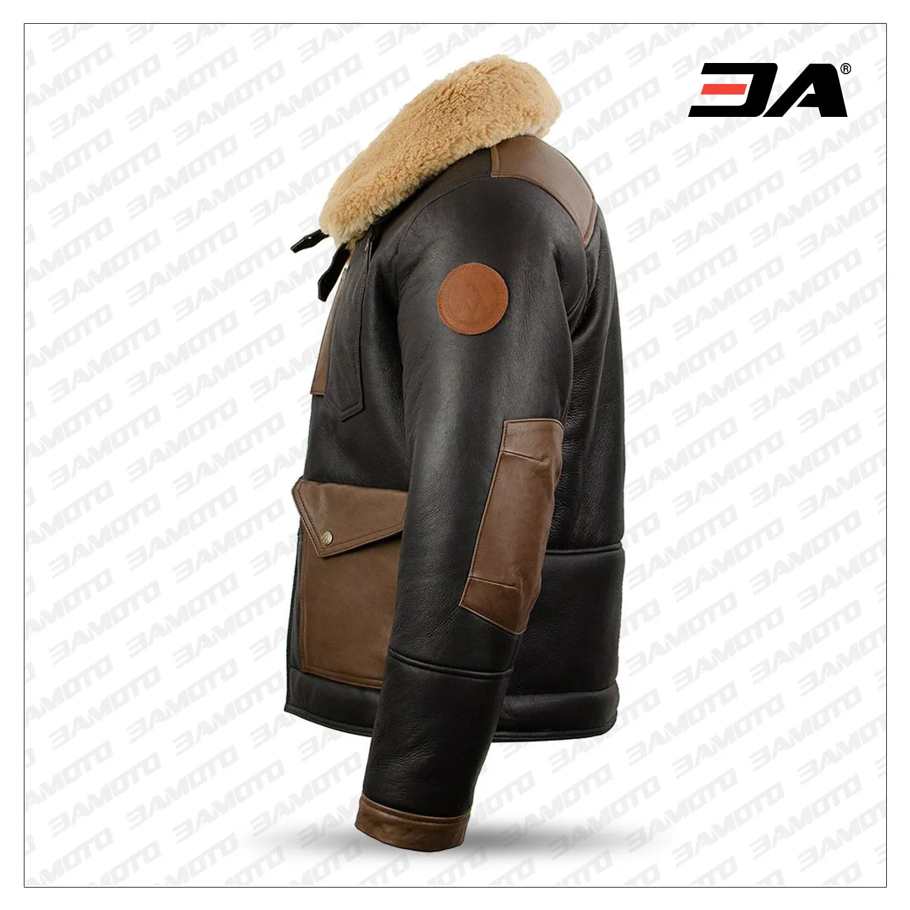 Chocolate Sheepskin Leather Bomber Jacket