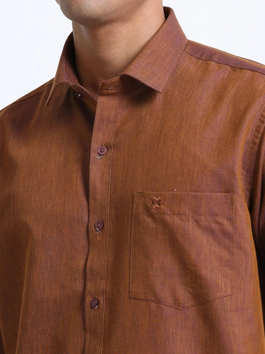 Cotton Linen Brown Colour Shirt Full Sleeve