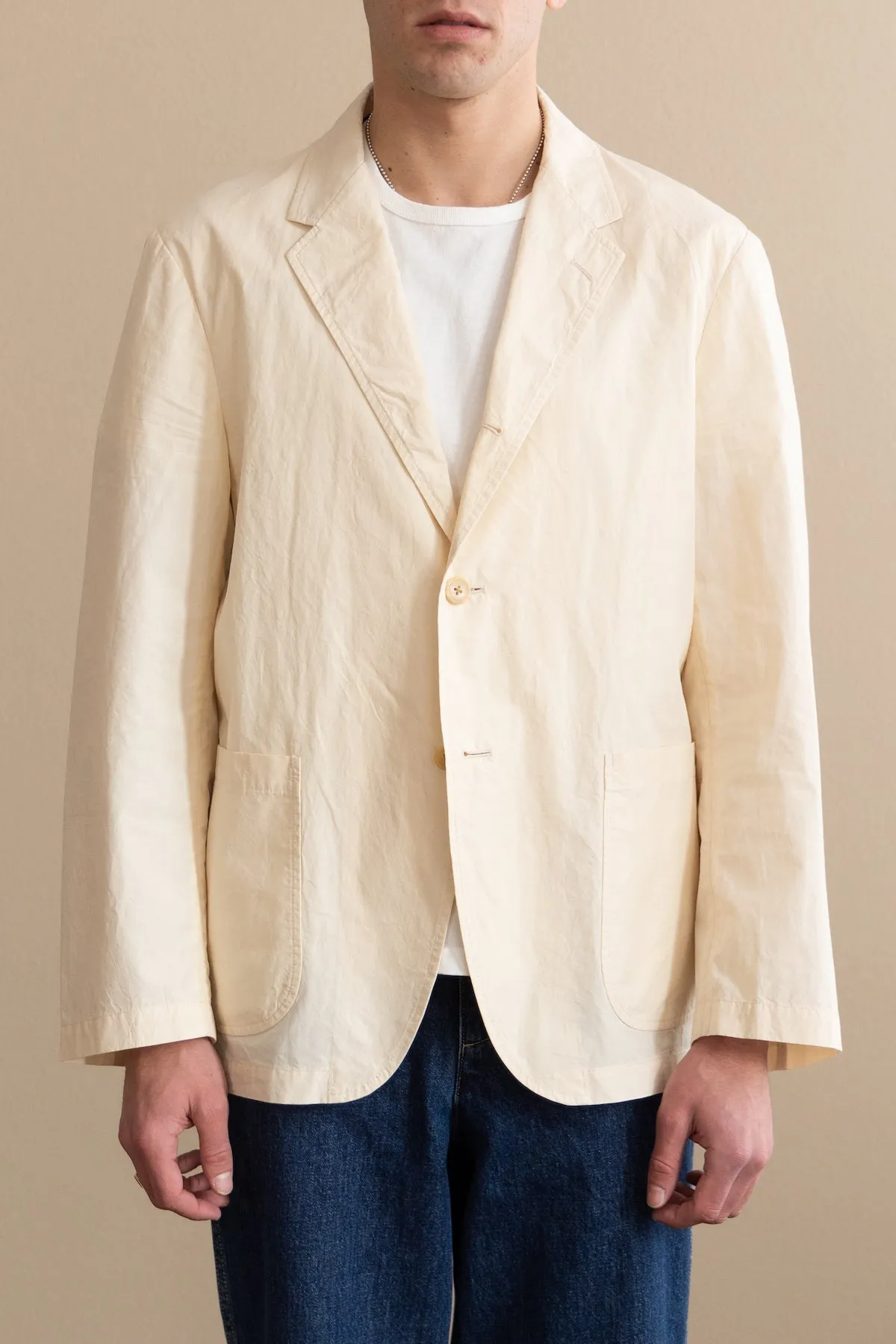 Cotton Nidom Bio Dye 3 Button Old Fit Jacket - Ivory