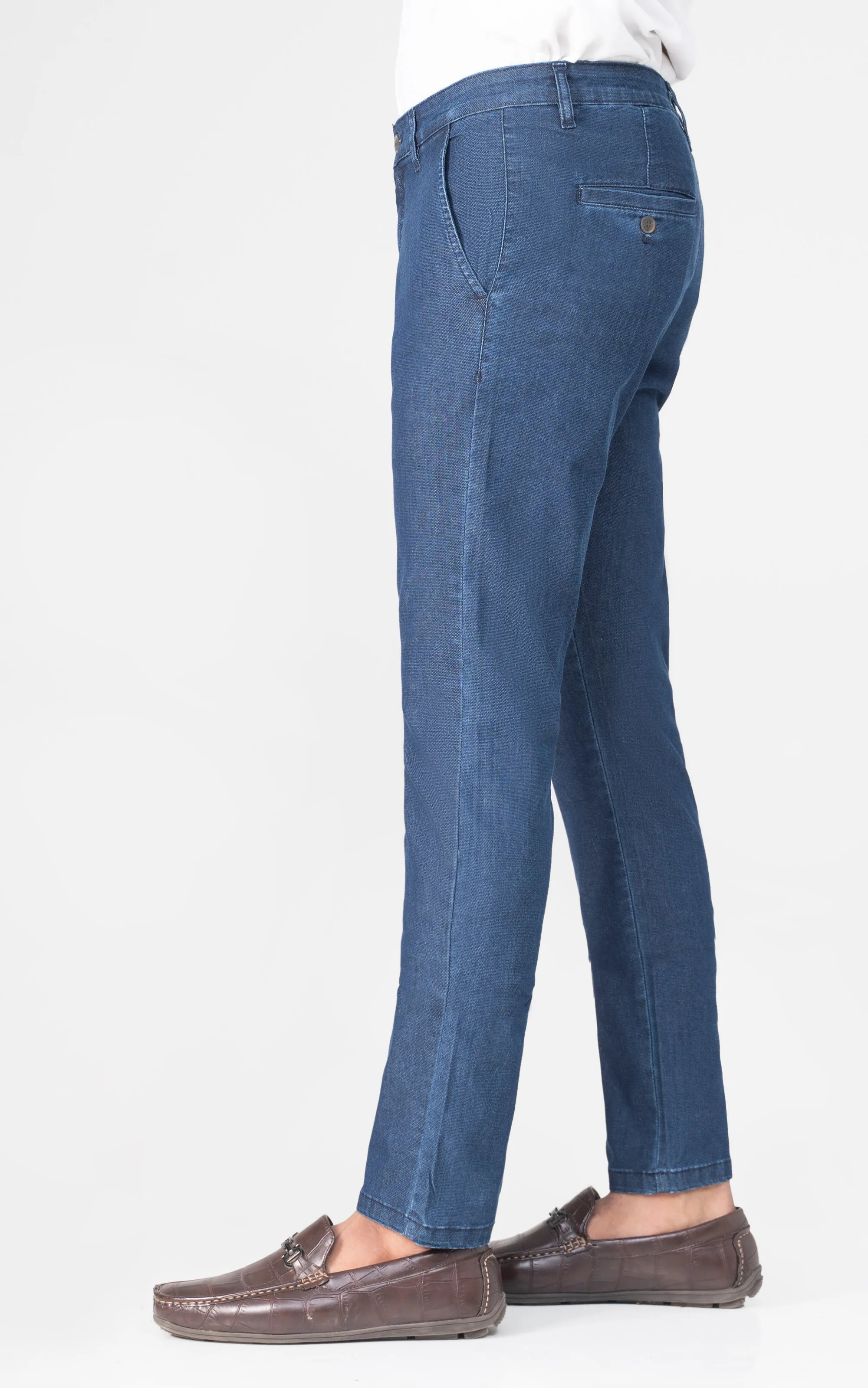 CROSS POCKET DOBBY DENIM PANT MID BLUE