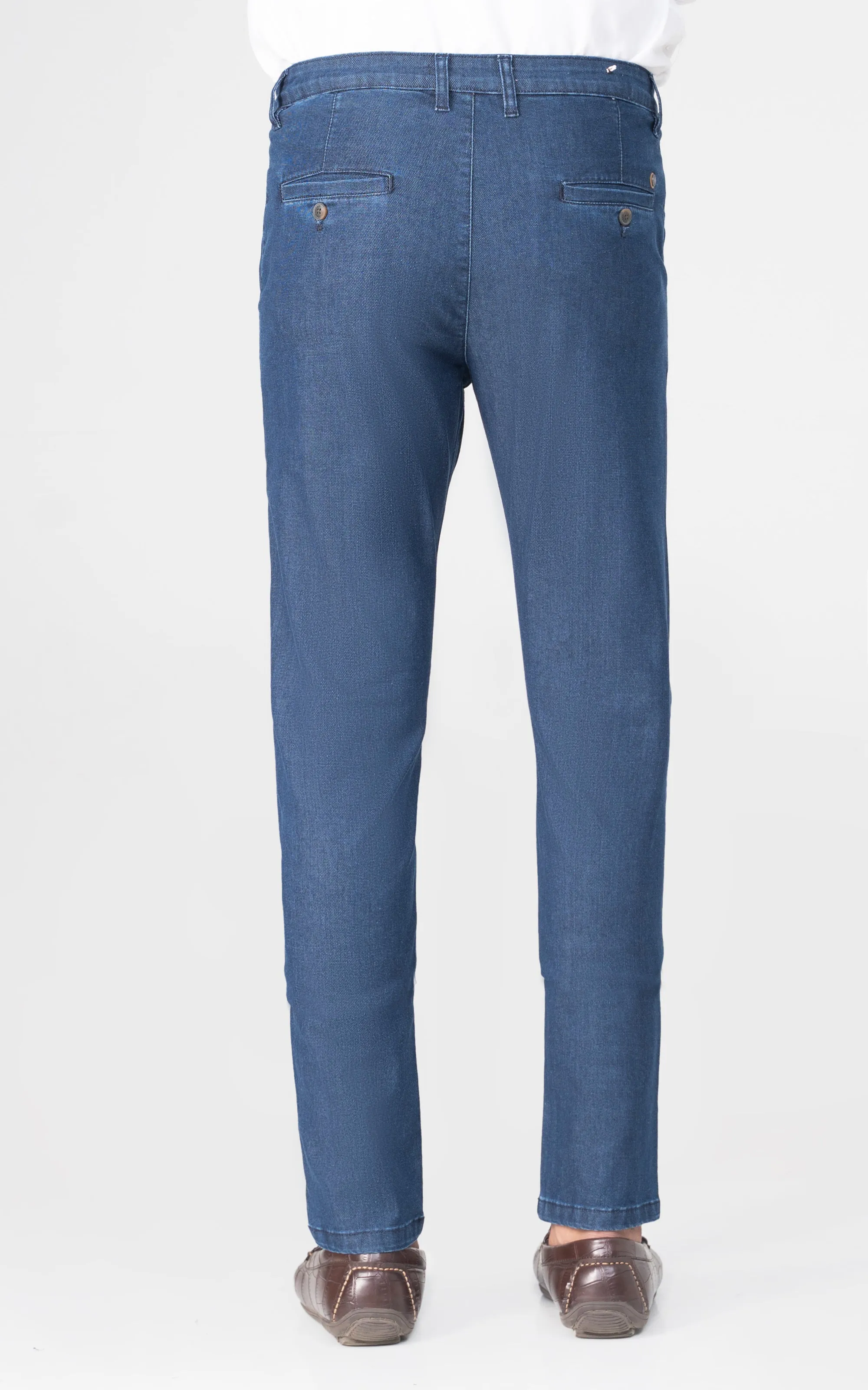 CROSS POCKET DOBBY DENIM PANT MID BLUE