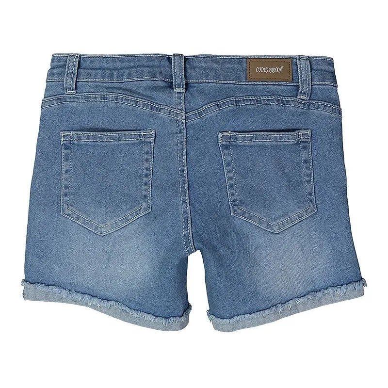 Distressed Denim Jean Shorts in Lt Wash GIRLS