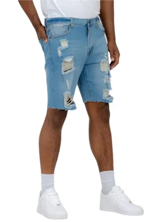 Distressed Stretch Denim Shorts For Men