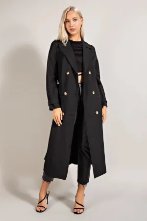 Double Breasted Trench Coat Black