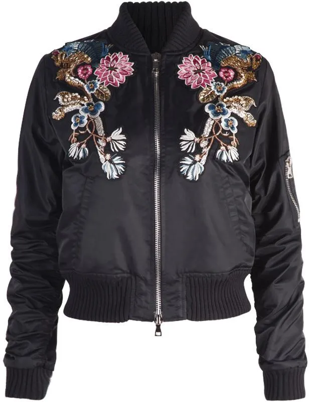 Embellished Black Bomber Jacket