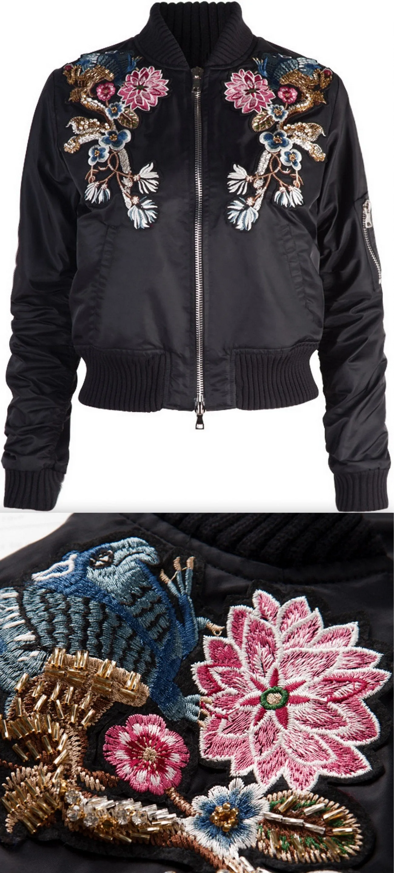 Embellished Black Bomber Jacket