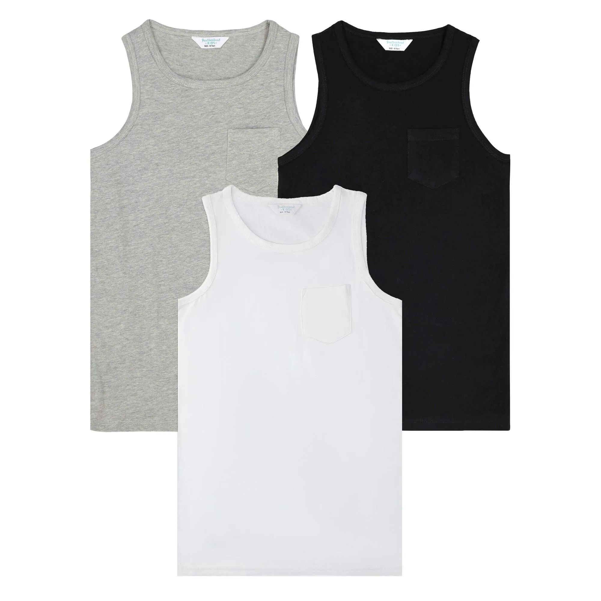 FB-3767 Dark Mélange, White, & Black 3PK Tank Tops