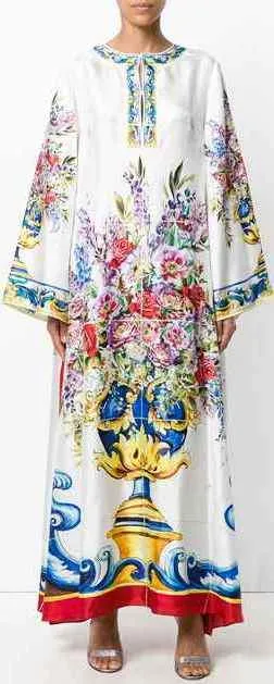 Floral and Vase Print Kaftan