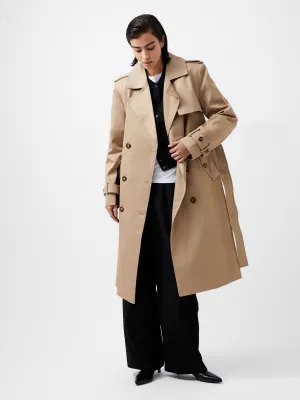 French Connection Coco Twill Trench Coat-Autumn Caramel-70XAO