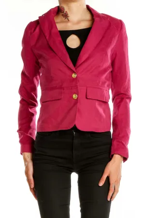 Fuchsia Tailored Blazer with Gold Buttons