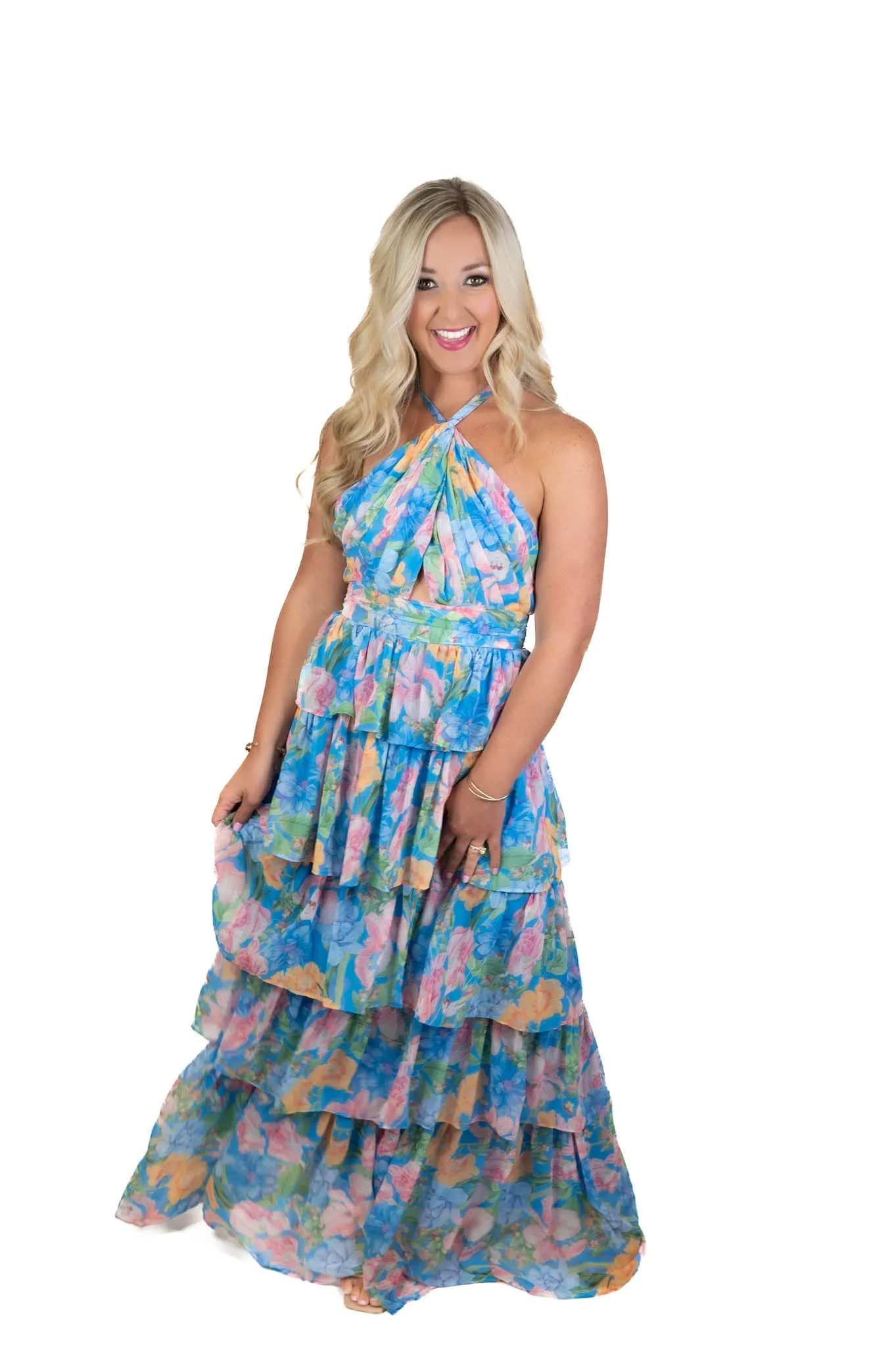 Garden District Blue Floral Maxi Dress