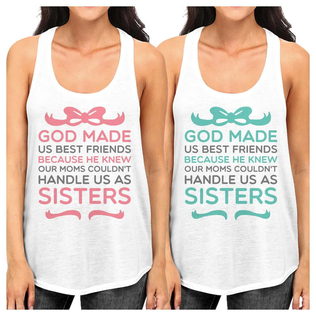 God Made Us Best Friend Gift Shirts Womens Cute Graphic Tank Tops