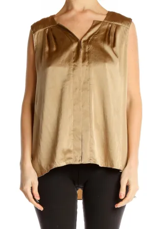 Gold Sleeveless Satin Blouse