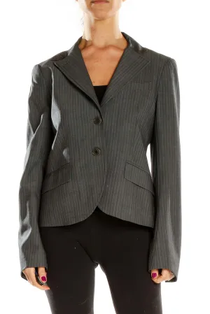 Gray Pinstriped Tailored Blazer