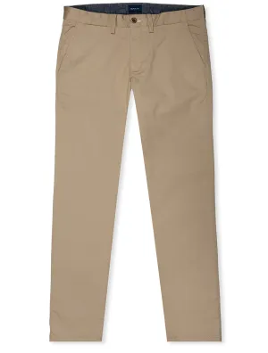 Hallden Slim Fit Twill Chinos Dark Khaki