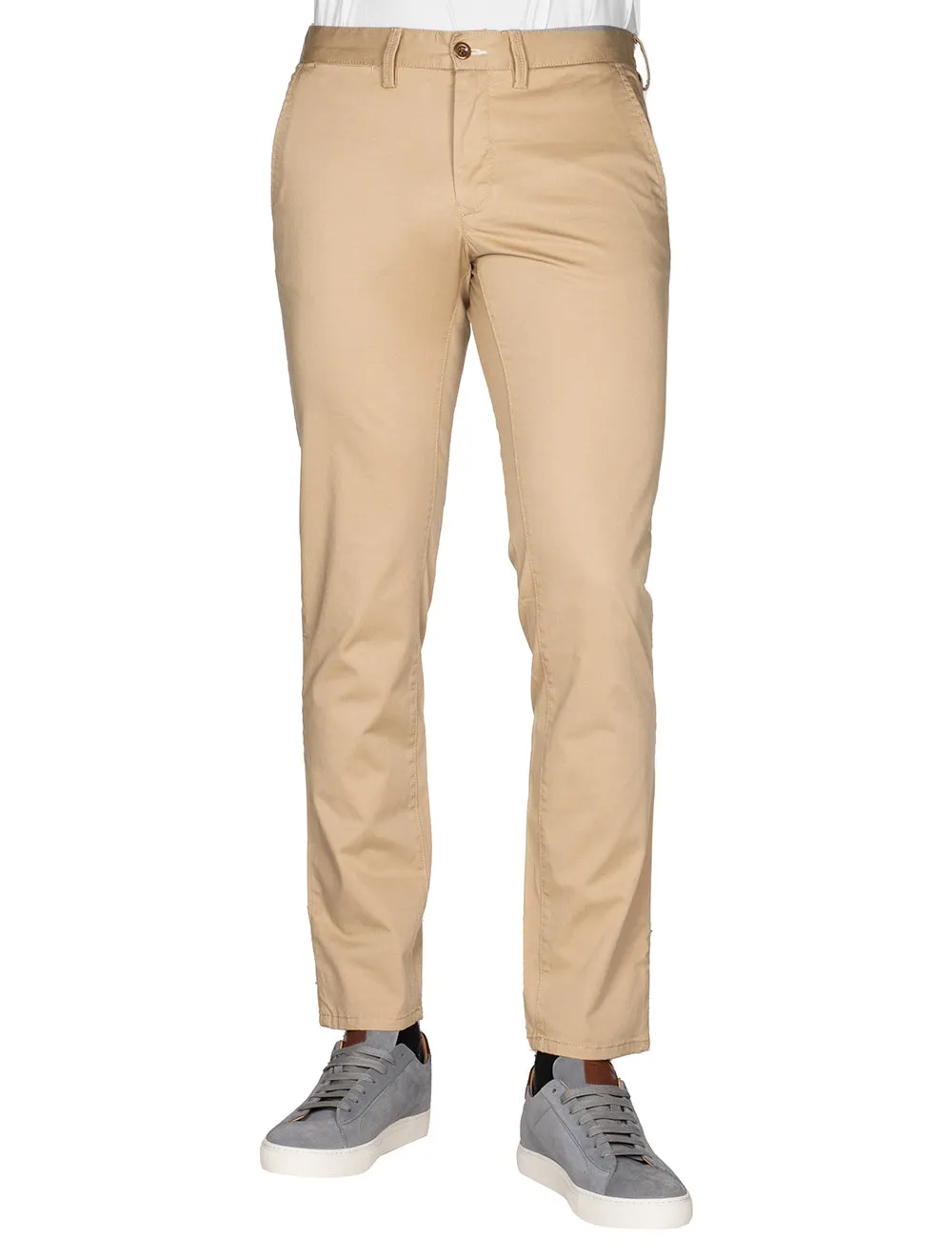 Hallden Slim Fit Twill Chinos Dark Khaki