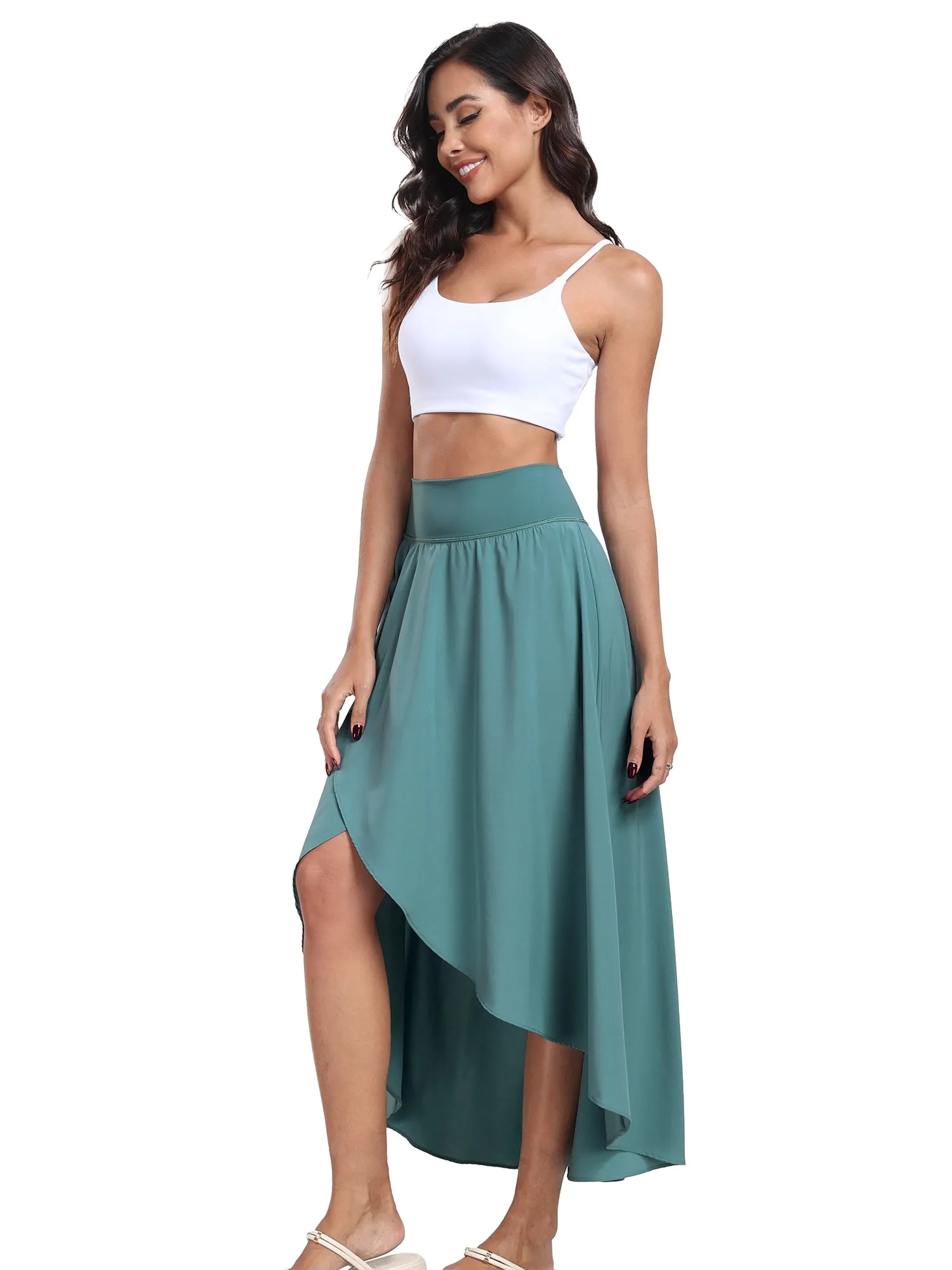 IUGA High Waist Flowy Skirts With Shorts