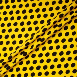 Jet Black Spotted Yellow Pure Silk