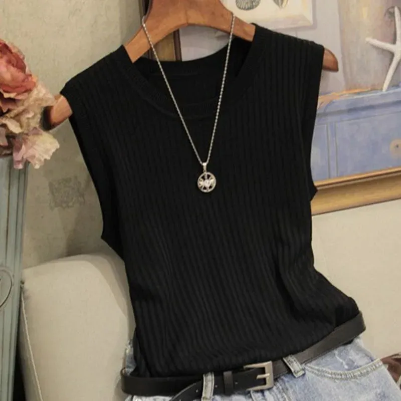 Knitted Vests Sleeveless Casual Thin Tank Tops