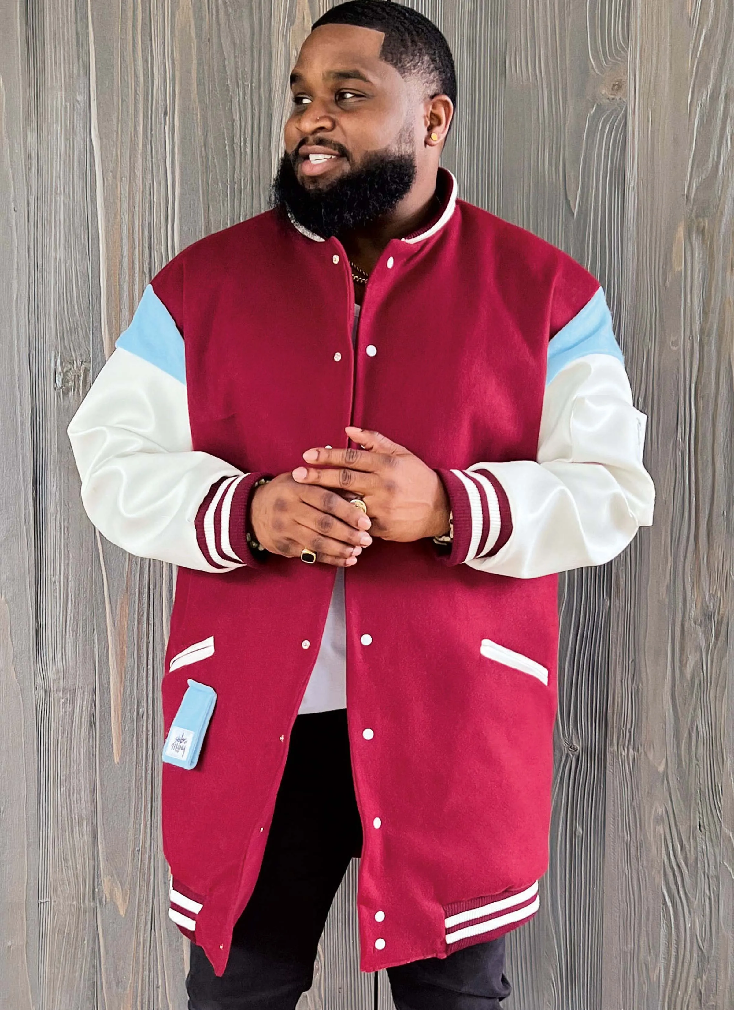 Know Me sewing pattern 2010 Men's Varsity Bomber Jacket by Sins of Many