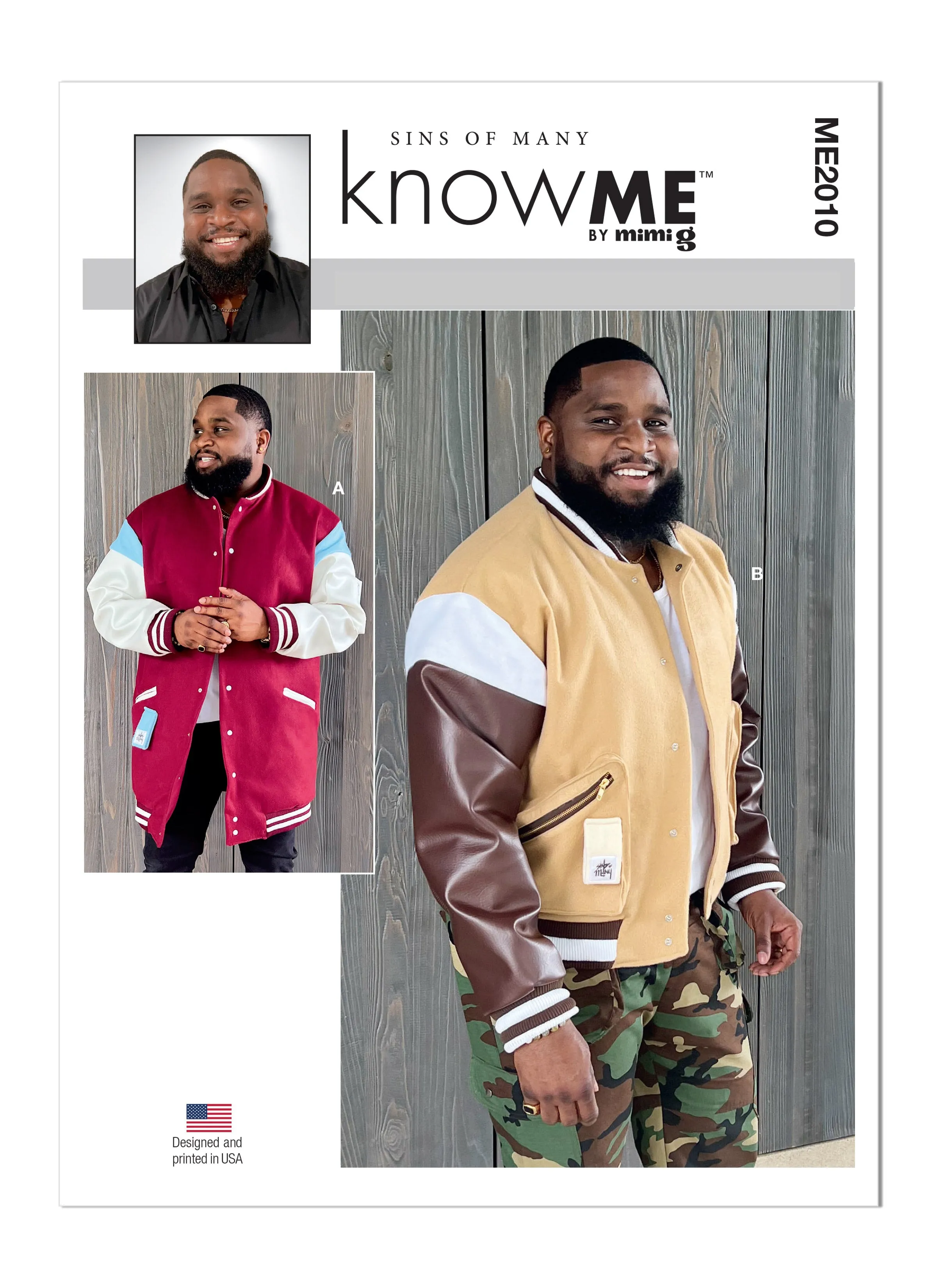 Know Me sewing pattern 2010 Men's Varsity Bomber Jacket by Sins of Many