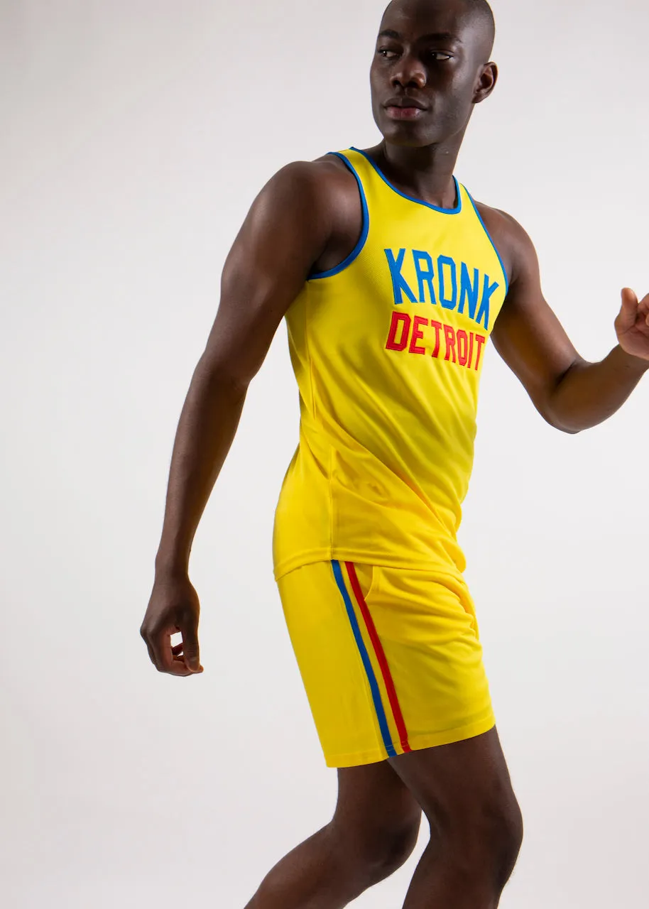 KRONK Iconic Detroit Applique Lined Shorts Yellow