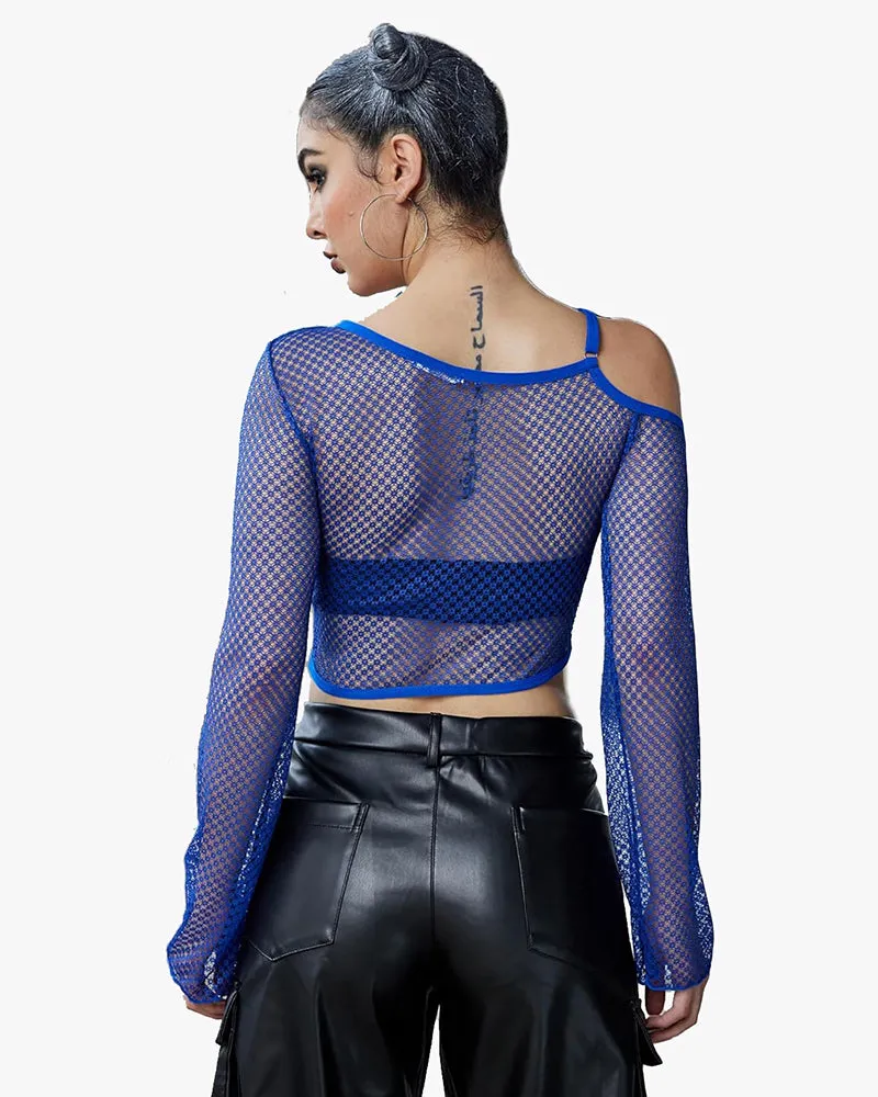 Long Sleeve Fishnet Shirt See Through Tops