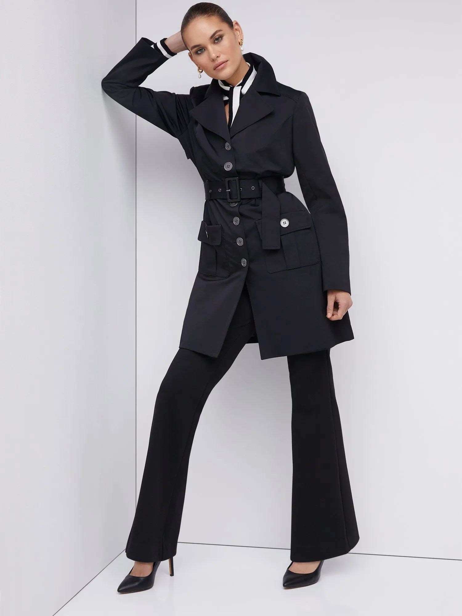 Long Sleeves Belted Military City Trench Coat