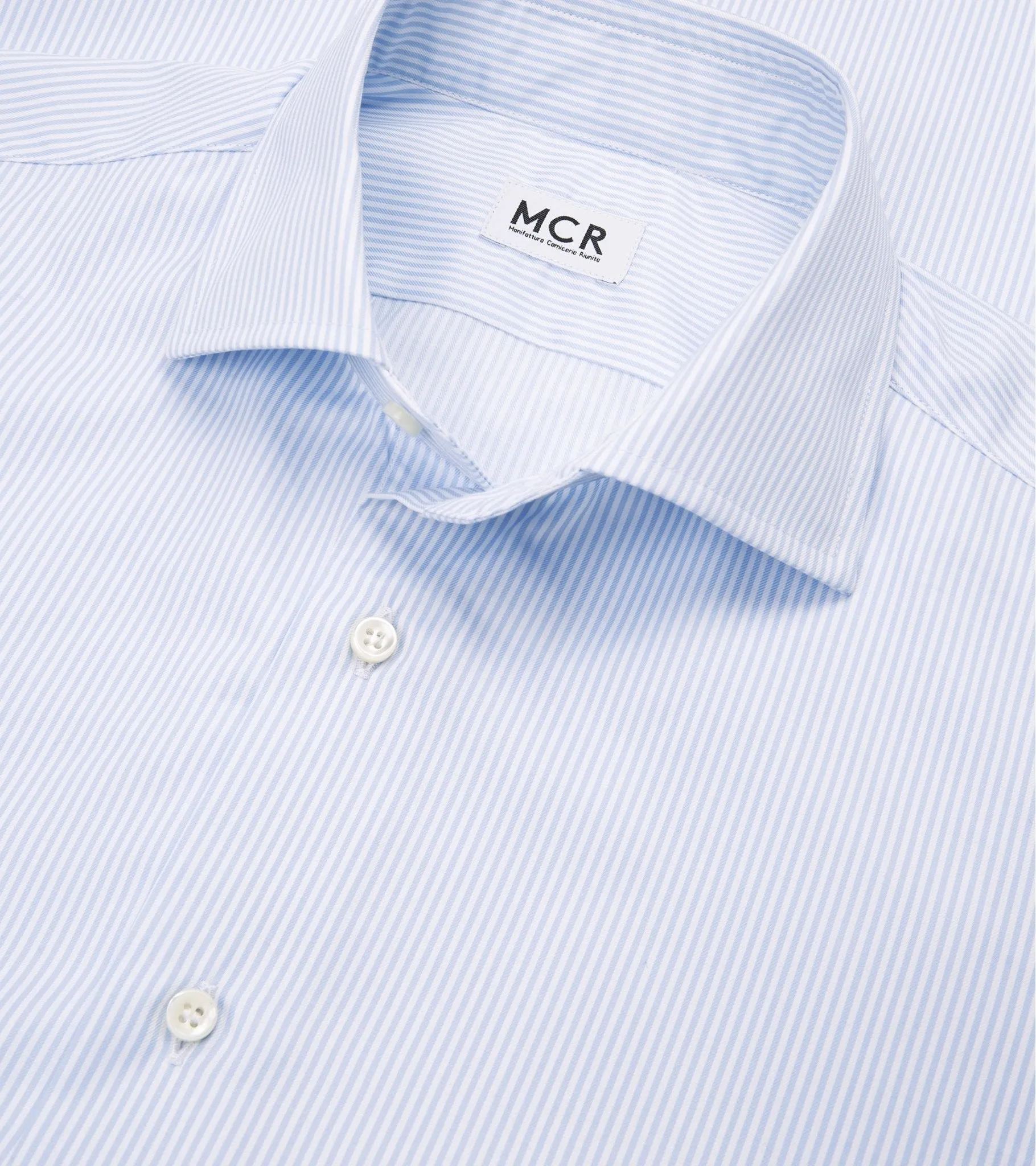 MCR Slim Twill Striped Shirt: Light Blue