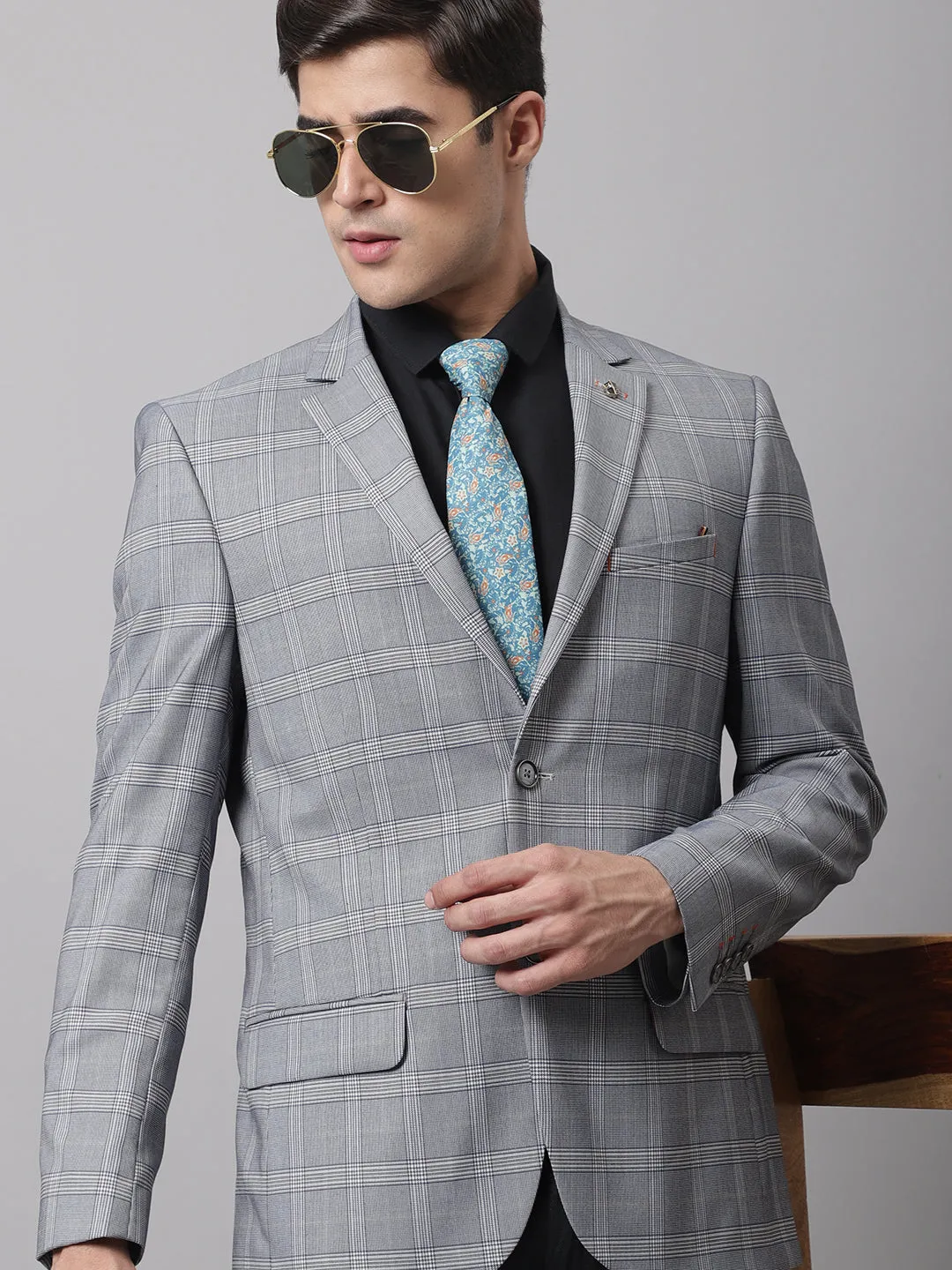 Men Light Grey Formal Blazer