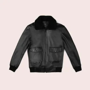 Men's Black G-1 Flight Leather Bomber Jacket