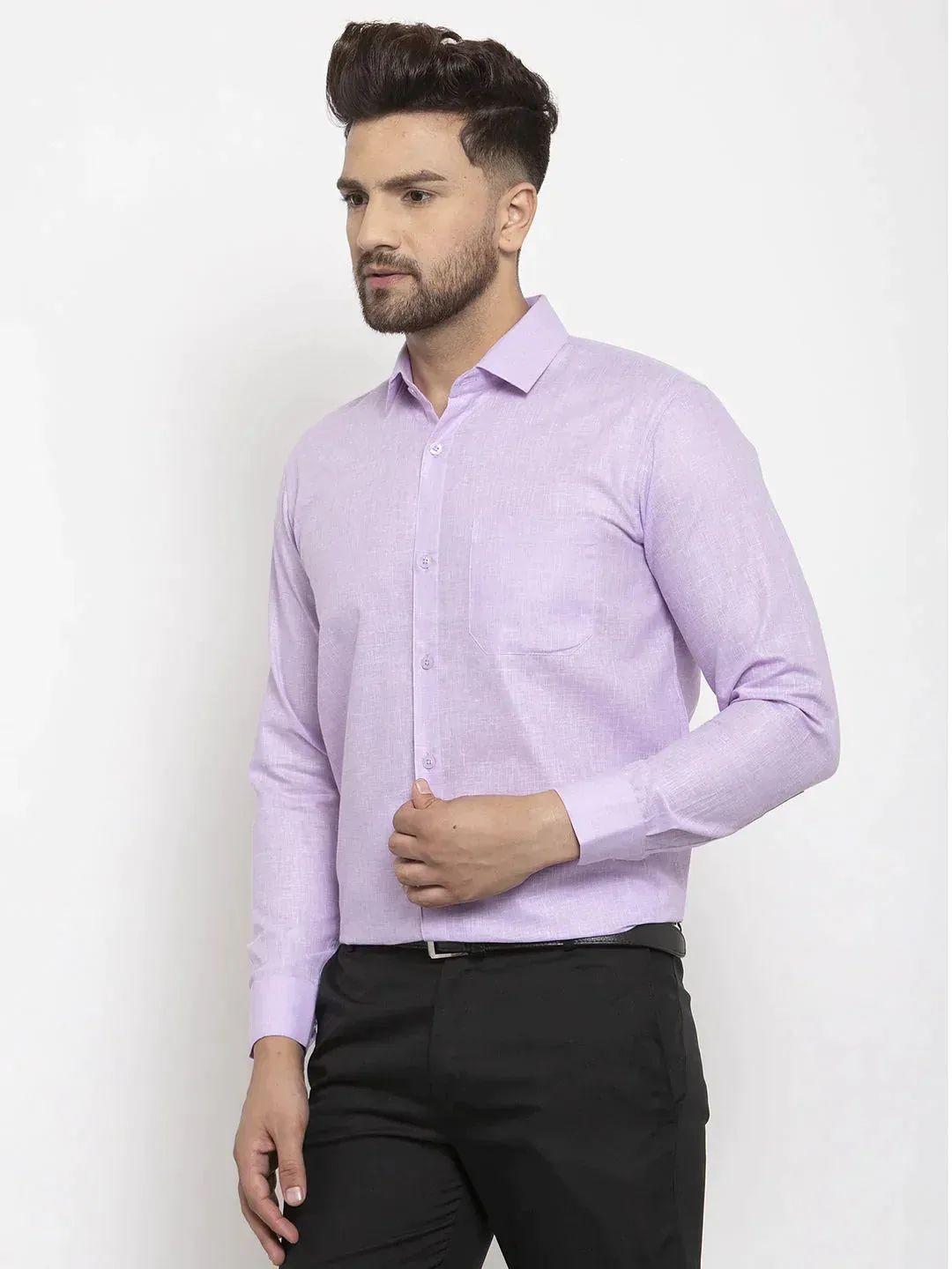 Men's Purple Dobby Solid Formal Shirts - Taantav