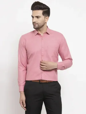 Men's Red Cotton Geometric Formal Shirts - Taantav