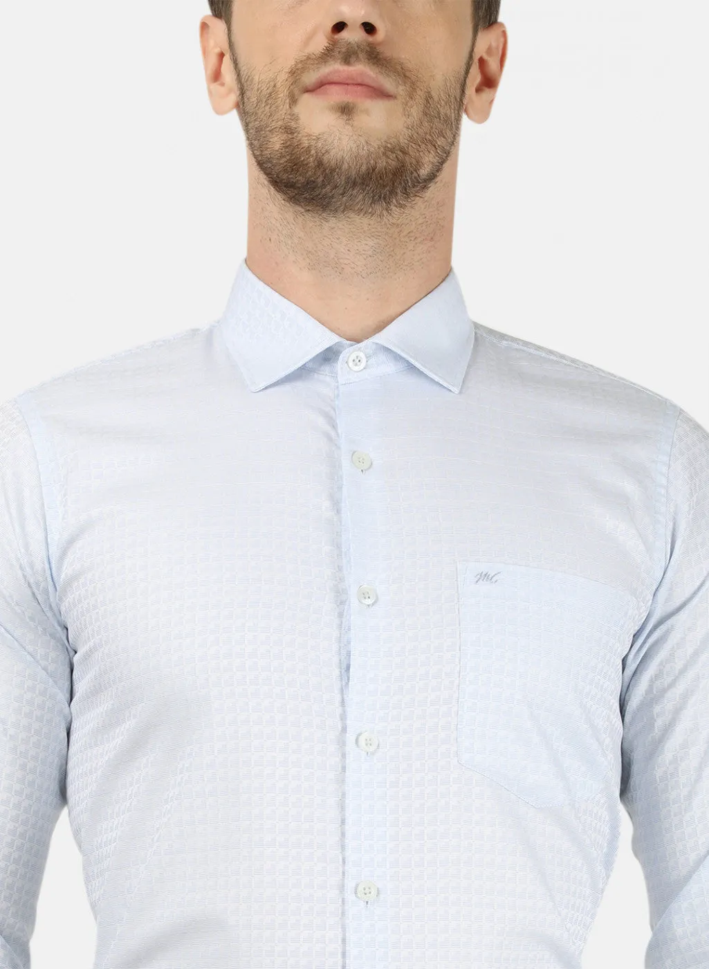 Mens Sky Blue Printed Shirts