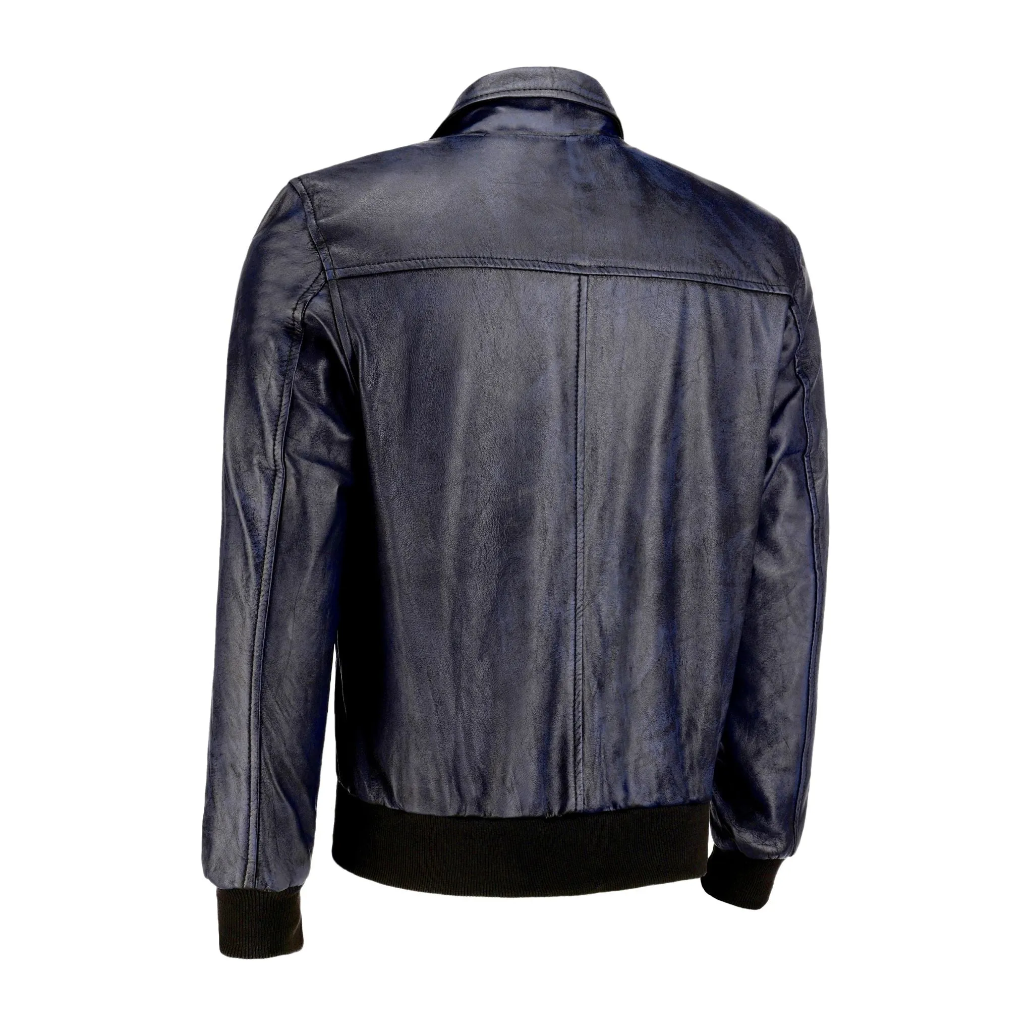 Men's Vintage Bomber Polo Black Leather Jacket