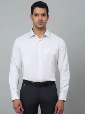 Men's White Formal Thin Stripe Full Sleeve Shirt