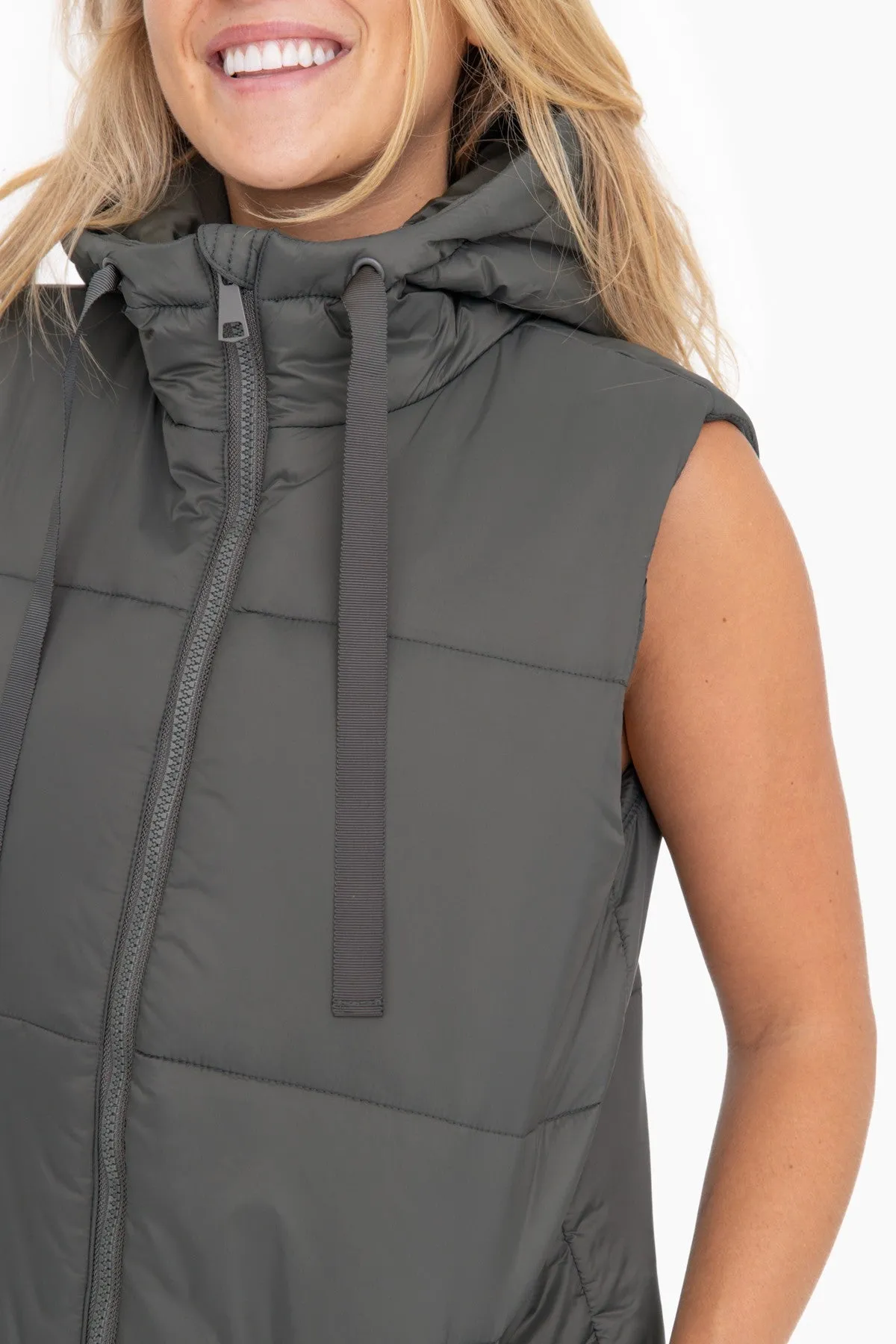 Mono B Hooded Zip Up Puffer Vests - 3 Colors!