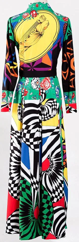 Multi Color Printed Maxi Shirt-Dress