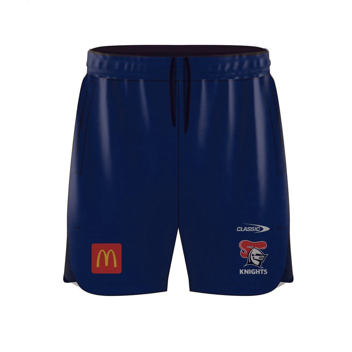 NRL 2024 Training Gym Shorts - Newcastle Knights - Navy - Adult - Pockets w/zip